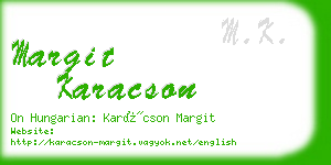 margit karacson business card